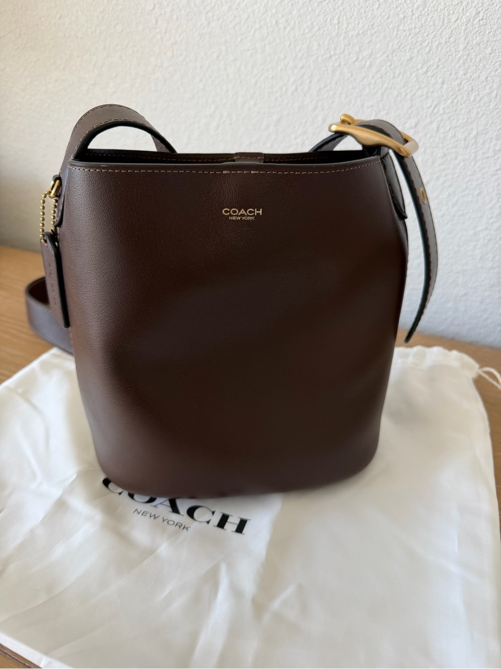 Coach Dark Brown Leather Bleeker Bucket bag